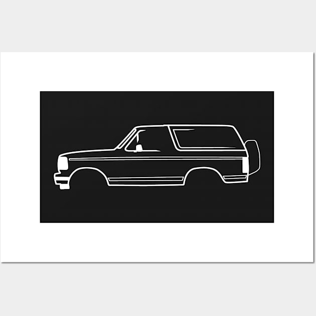 1992-1996 Ford Bronco Side White No Logo Wall Art by The OBS Apparel